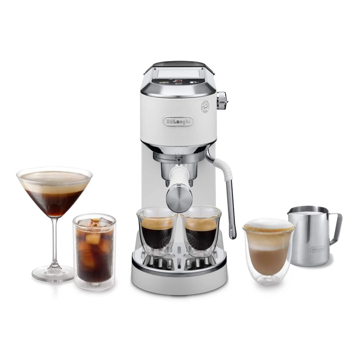 13 De'Longhi Dedica Duo EC890.WI в бяло с еспресо, лате, Cold Brew и кана за мляко