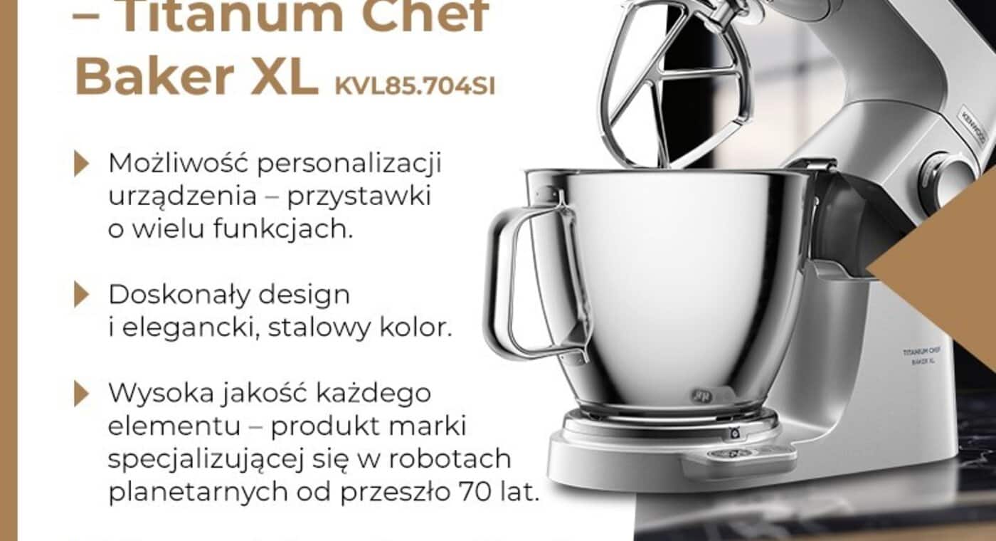 Robot do ciasta na pizzę i nie tylko – Titanum Chef Baker XL KVL85.704SI - infografika.