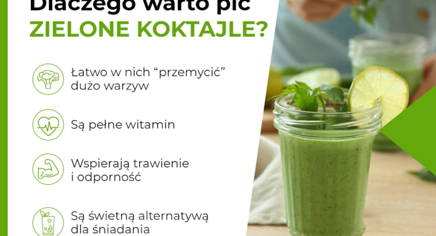 Dlaczego warto pić zielone koktajle? - infografika