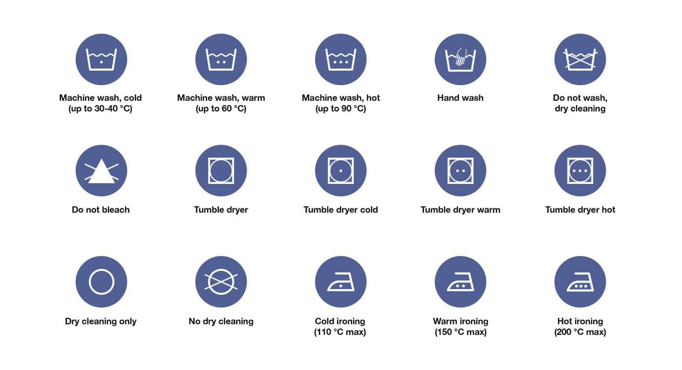 GarmentCare Symbols - different favrics