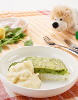 Cod with spinach topping