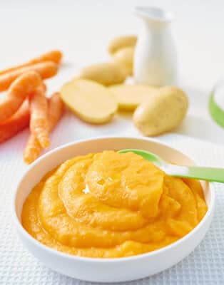 Cod carrot and potato purée