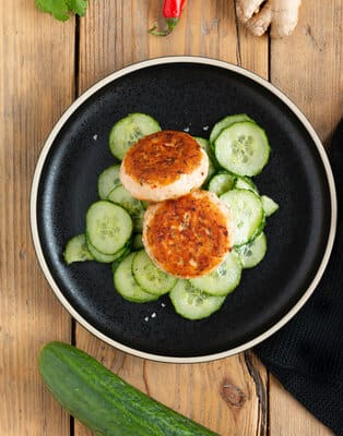 Asia Fish Patties with Cucumber Salad
