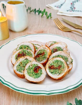 Relleno de pollo con espinacas