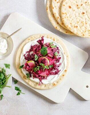 Flatbreads with cabbage and apple slaw