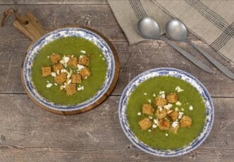 Cream of Courgette Soup with Feta Cheese Croutons
