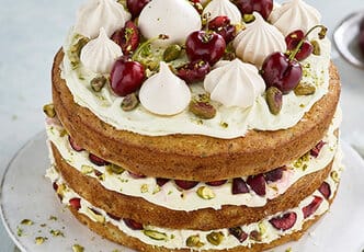 Morello Cherry and Lime Courgette Cake with Mascarpone Frosting
