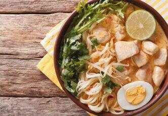 Chicken Laksa Soup with Egg Noodles