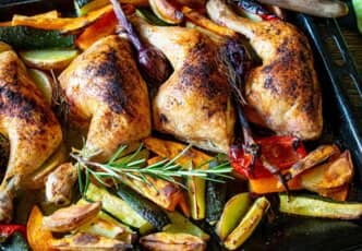 Poulet au four pomme de terre courgette