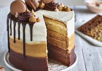 Layer Cake ombré au café, chocolat noir et blanc