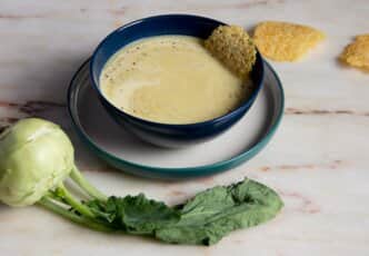 Cream of Kohlrabi Soup with Parmesan Tuile