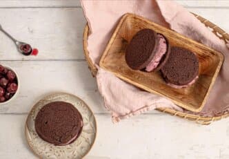 Chocolate and Cherry Ice Cream Sandwiches