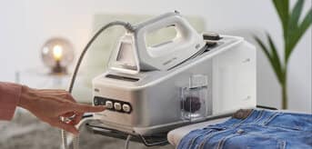 Braun CareStyle 7 steam generator iron in use