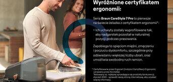 Wyróżnione certyfikatem ergonomii - Seria Braun CareStyle 7 PRO to pierwsze na świecie żelazka z certyfikatem ergonomii - infografika