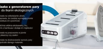 Żelazko z generatorem pary do tkanin ekologicznych - infografika