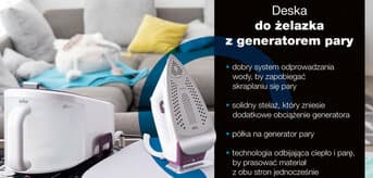 deska do żelazka z generatorem pary - infografika
