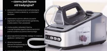 Prasowanie parowe – czemu jest lepsze niż tradycyjne? - para szybko rozprasowuje trudnodostępne miejsca, prasowanie w pionie łatwia usuwanie zagnieceń, można szybko odświeżyć tkaniny i usnąć brzydkie zapachy, para rozpulchnia materiał - infografika