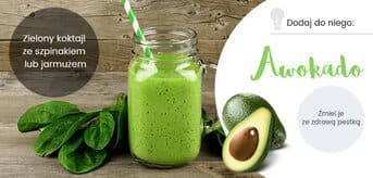 zielony koktajl ze szpinakiem lub jarmużem i awokado