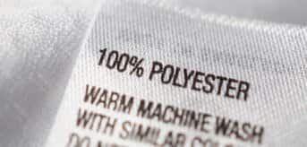 Metka z instrukcją prania materiału 100% poliester