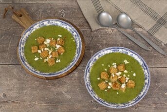 Cream of Courgette Soup with Feta Cheese Croutons