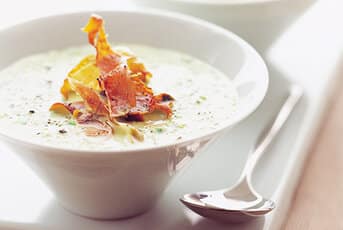 Spring Pea, Bacon and Mint Soup