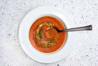 Quick Rich Tomato Soup with Pesto