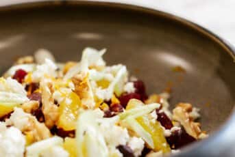 Brunoise de betterave, feta, noix et orange