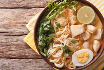 Chicken Laksa Soup with Egg Noodles