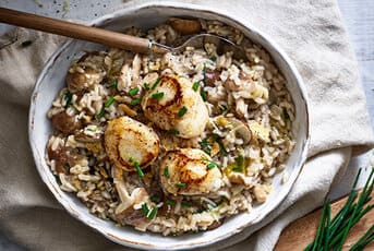 Risotto aux champignons et aux Saint-Jacques