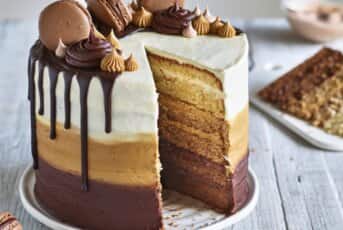 Layer Cake ombré au café, chocolat noir et blanc