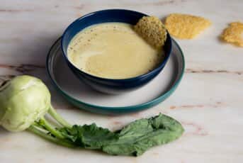 Cream of Kohlrabi Soup with Parmesan Tuile