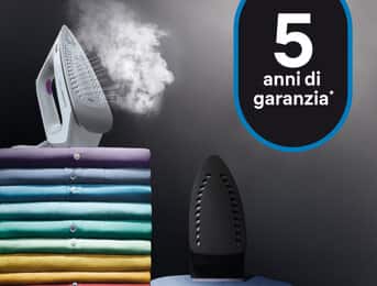 5 anni di garanzia Braun su tutti i ferri da stiro a vapore*.