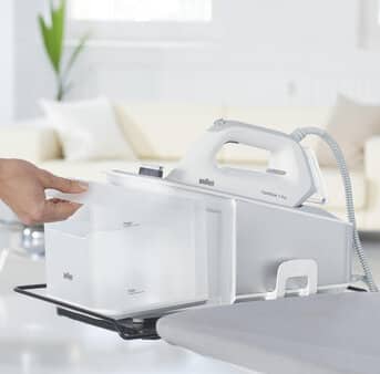 Braun CareStyle 7 steam generator iron in use