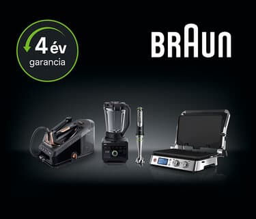 Braun háztartási kisgépek most dupla hosszú, 4 év garanciával.