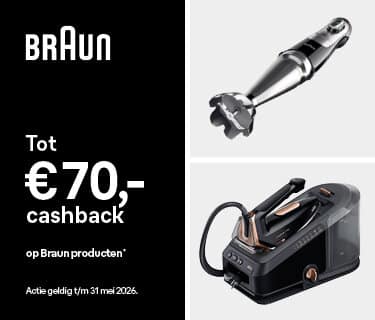 Tot €70,- cashback op geselecteerde Braun producten.