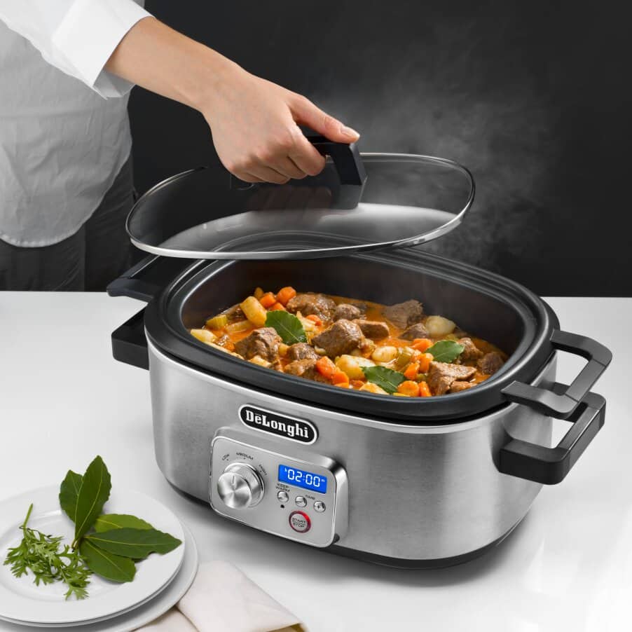 Slow cookers & Multi-Cookers, DeLonghi Livenza Programmable Slow Cooker with Stovetop-Safe Pot, undefined, Black