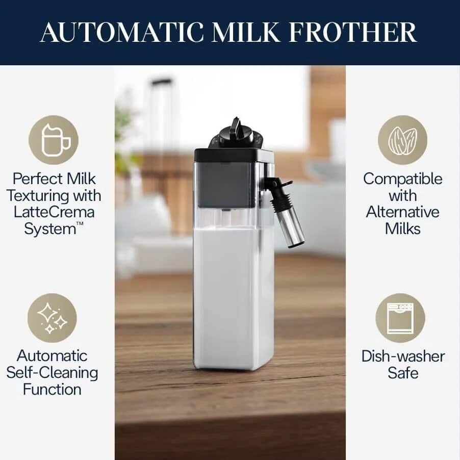 undefined, De'Longhi Eletta Cappucino Top Fully Automatic Coffee and Espresso Machine with LatteCrema System™ (Silver), undefined, Silver