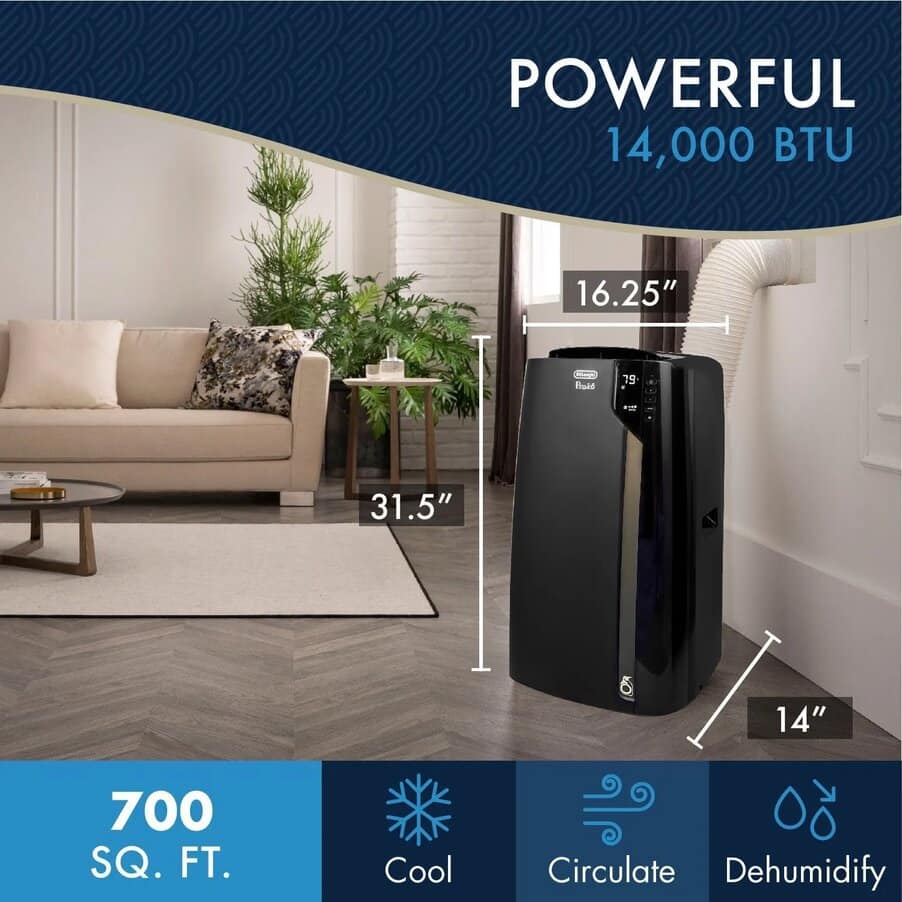 undefined, Arctic Whisper Extreme PAC EX390LVYN 700 sq ft portable air conditioner with Cool Surround Technology (TM) and EcoReal Feel, undefined, Black
