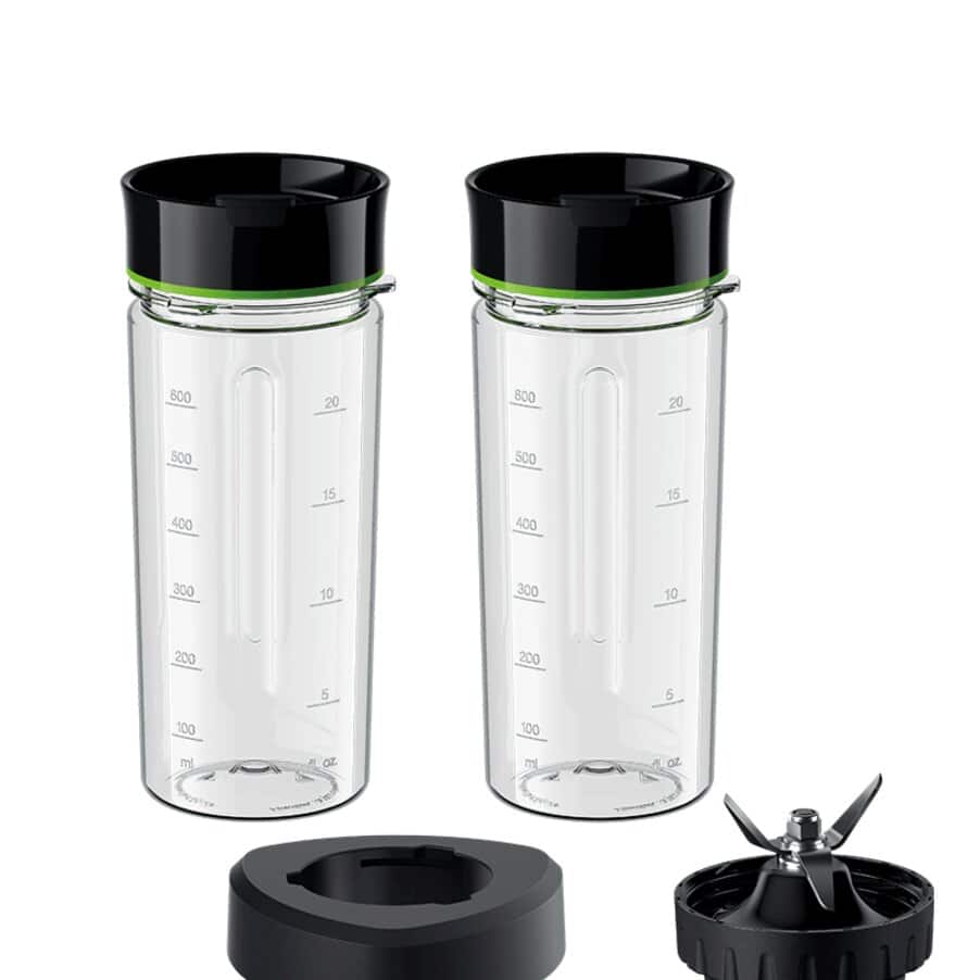 2 x To go-fles met deksels, mesgroep en omhulsel