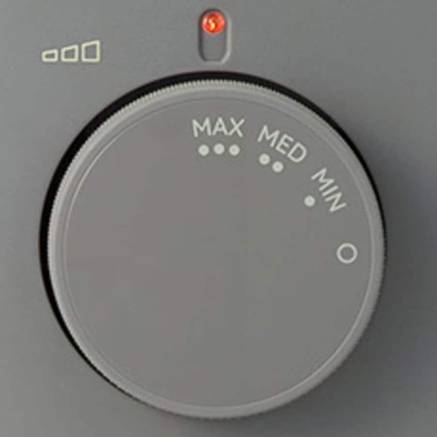 運転切り替えダイヤルで、電力レベル（暖房の強さ）を調整可能