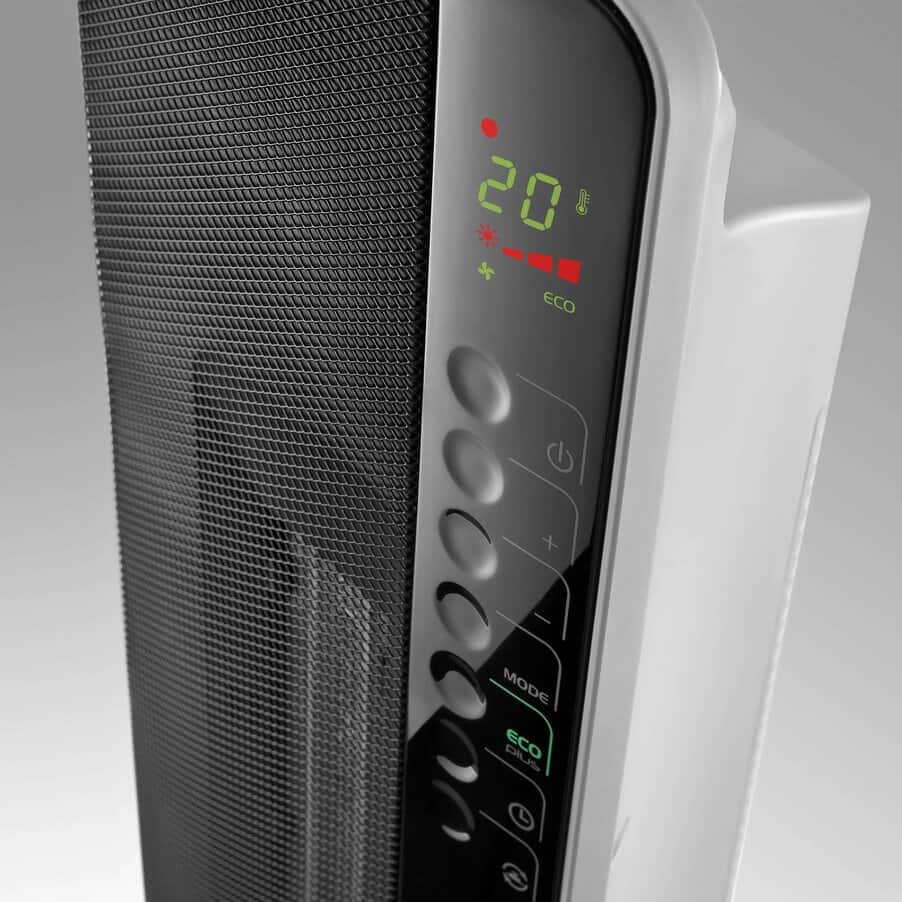 Tower ceramic fan heaters, DeLonghi Digital Flat Panel 27" Tower Ceramic Heater, undefined, White
