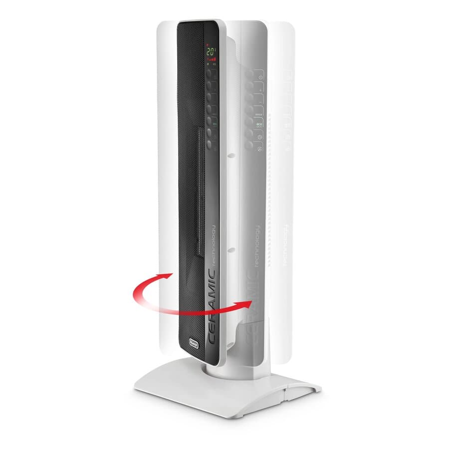 Tower ceramic fan heaters, DeLonghi Digital Flat Panel 27" Tower Ceramic Heater, undefined, White