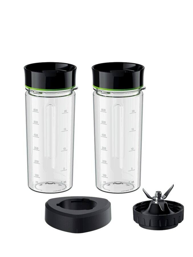 2 x butelka na drogę z pokrywkami, zestawem noży i osłoną